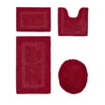 thumbnail image 1 of Better Trends Bathroom Rugs 4 Piece Set 100% Cotton Soft Seat Covers, Water Absorbent, Reversible, Machine Washable for Bathroom Decor Toilet Base Contour, Lid Cover Red Lux Collection, 1 of 4