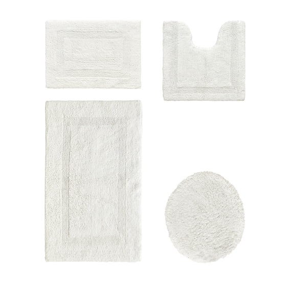 Better Trends Bathroom Rugs 4 Piece Set 100% Cotton Soft Seat Covers, Water Absorbent, Reversible, Machine Washable for Bathroom Decor Toilet Base Contour, Lid Cover Ivory Lux Collection