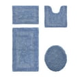 thumbnail image 1 of Better Trends Bathroom Rugs 4 Piece Set 100% Cotton Soft Seat Covers, Water Absorbent, Reversible, Machine Washable for Bathroom Decor Toilet Base Contour, Lid Cover Dark Blue Lux Collection, 1 of 4