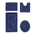 thumbnail image 1 of Better Trends Bathroom Rugs 4 Piece Set 100% Cotton Soft Seat Covers, Water Absorbent, Reversible, Machine Washable for Bathroom Decor Toilet Base Contour, Lid Cover Navy Lux Collection, 1 of 4