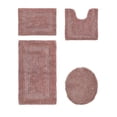 thumbnail image 1 of Better Trends Bathroom Rugs 4 Piece Set 100% Cotton Soft Seat Covers, Water Absorbent, Reversible, Machine Washable for Bathroom Decor Toilet Base Contour, Lid Cover Pink Lux Collection, 1 of 4