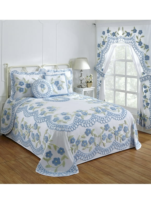 Better Trends Bloomfield Floral 100% Cotton for All Ages King Bedspread - Blue