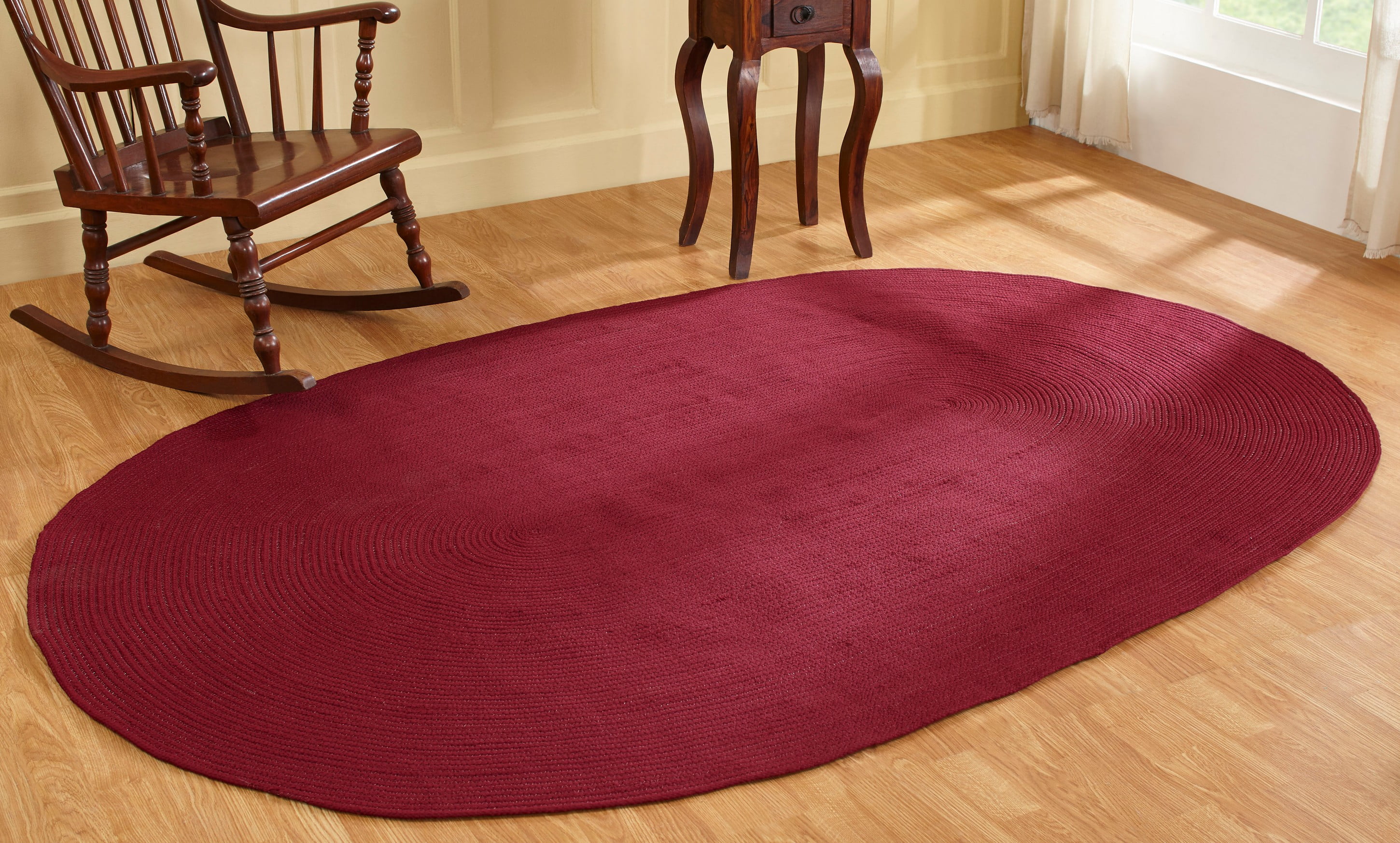 Better Trends Burgundy Solid Alpine Polypropylene Braided Rug, 60" x 96