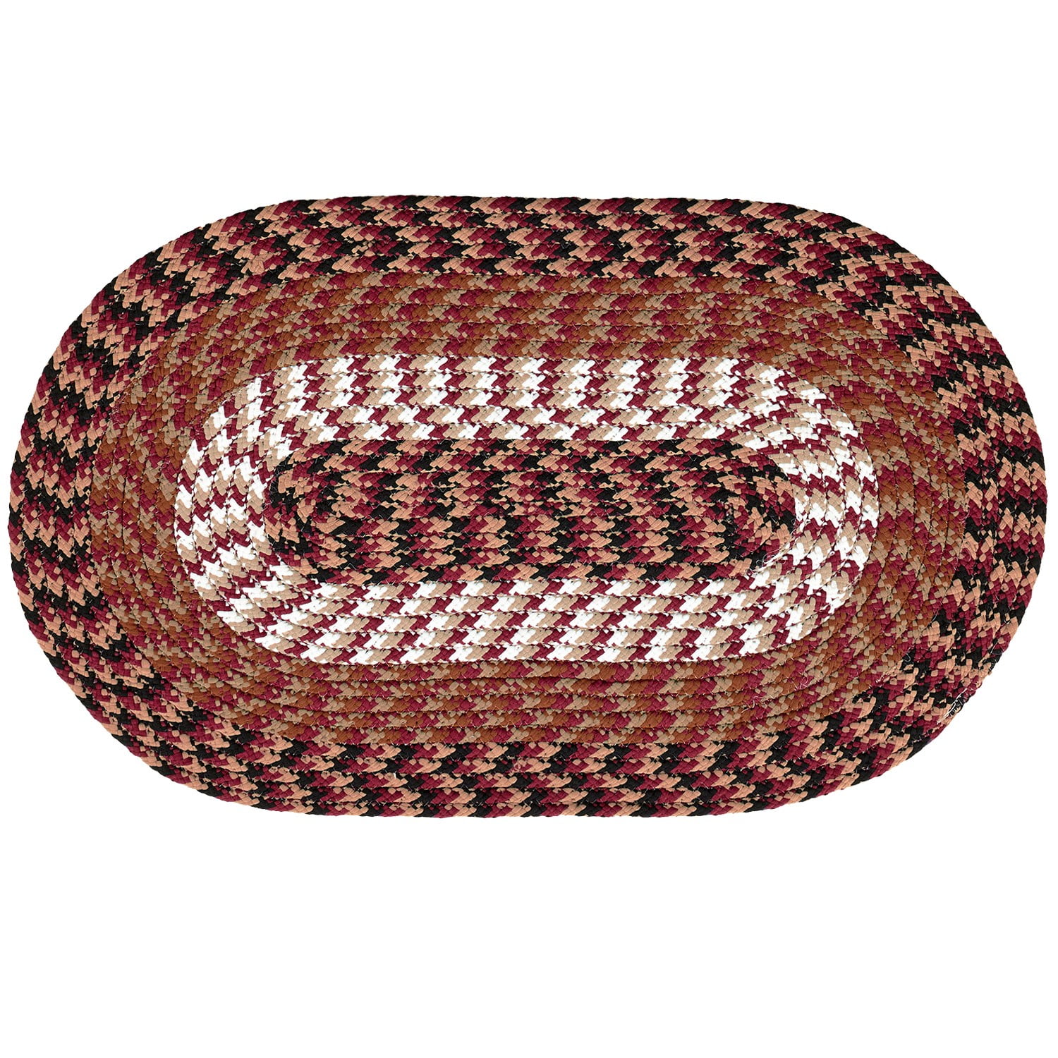 Better Trends Burgundy Stripe Alpine Polypropylene Braided Rug, 20" x