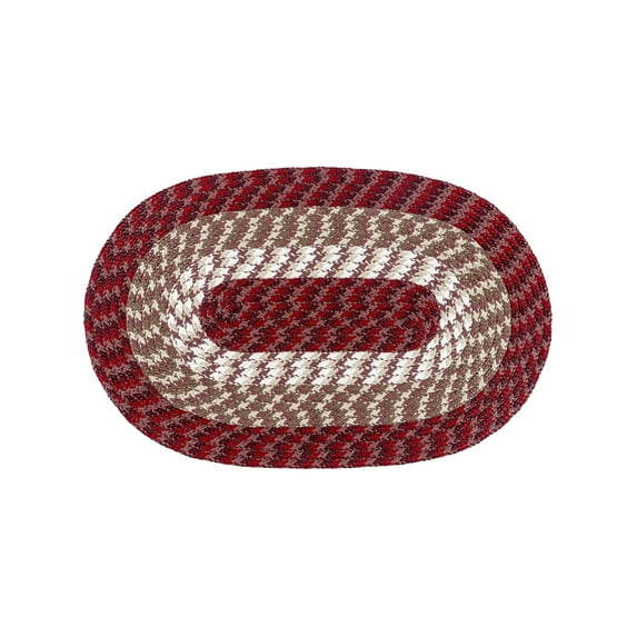 Better Trends 20"x 30" Oval Rug 100% Polypropylene Durable & Stain Resistant Reversible Indoor Area Utility Rug (Burgundy Stripe) Alpine Stripe Collection