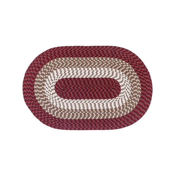 Better Trends 5' x 8' Oval Braided Rug 100% Polypropylene Durable & Stain Resistant Reversible Indoor Area Utility Rug Alpine Stripe Collection - (Burgundy Stripe)