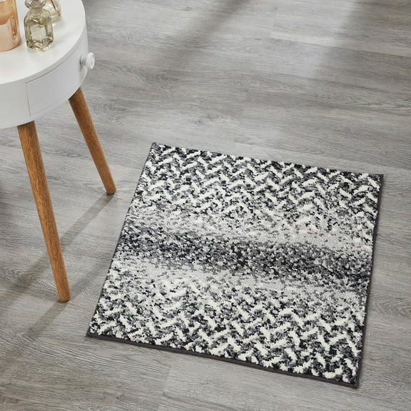 Better Trends Bath Rug 24" Square Bathroom Rug Mat Non-Slip Micro Polyester Bath Rugs for Bathroom Floor, Shower, Tub, Toilet Casablanca Collection - (Gray)
