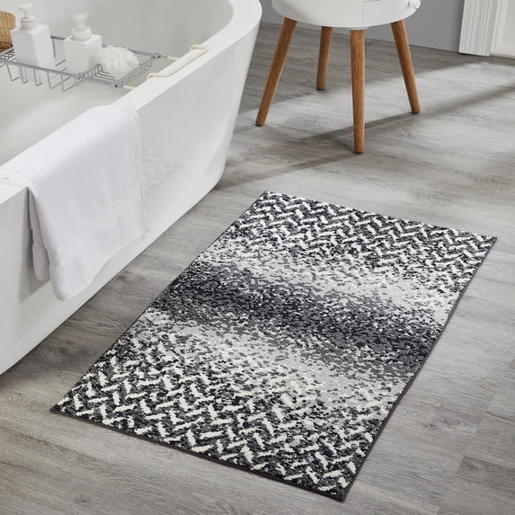 Better Trends Bath Rug 24” x 40” Bathroom Rug Mat Non-Slip Micro Polyester Bath Rugs for Bathroom Floor, Shower, Tub, Toilet Casablanca Collection - (Gray)