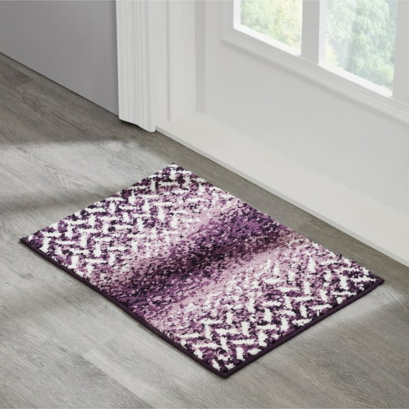 Better Trends Bath Rug 17” x 24” Bathroom Rug Mat Non-Slip Micro Polyester Bath Rugs for Bathroom Floor, Shower, Tub, Toilet Casablanca Collection - (Purple)