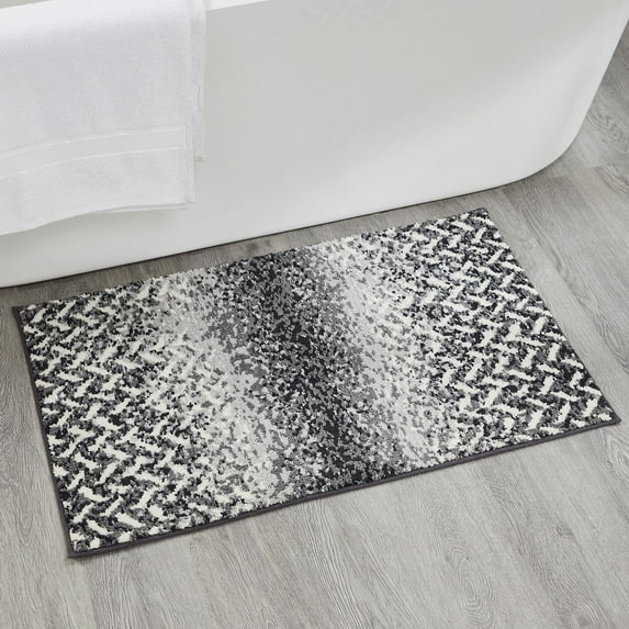 Better Trends Bath Rug 21” x 34” Bathroom Rug Mat Non-Slip Micro Polyester Bath Rugs for Bathroom Floor, Shower, Tub, Toilet Casablanca Collection - (Gray)