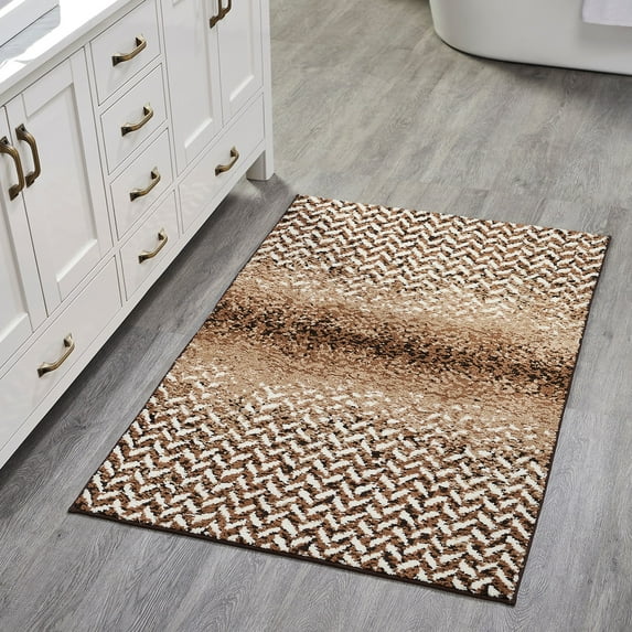 Better Trends Bath Rug 30” x 50” Bathroom Rug Mat Non-Slip Micro Polyester Bath Rugs for Bathroom Floor, Shower, Tub, Toilet Casablanca Collection - (Brown)