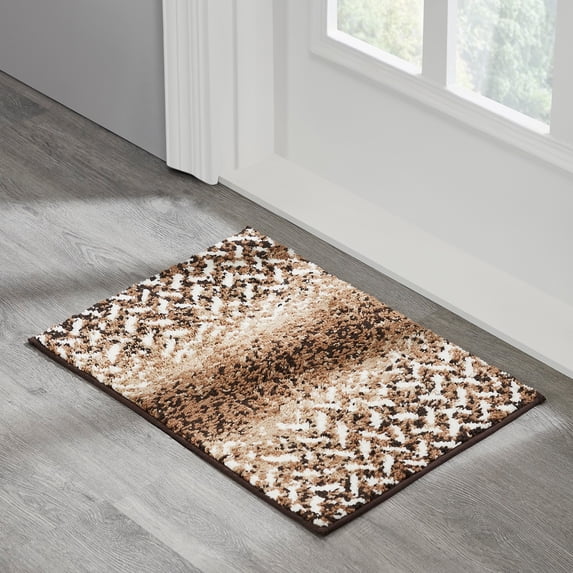 Better Trends Bath Rug Set 2 Piece Bath Mat Non Slip Micro Polyester Bathroom Floor Set, Shower, Tub, Casablanca Collection – (Brown)