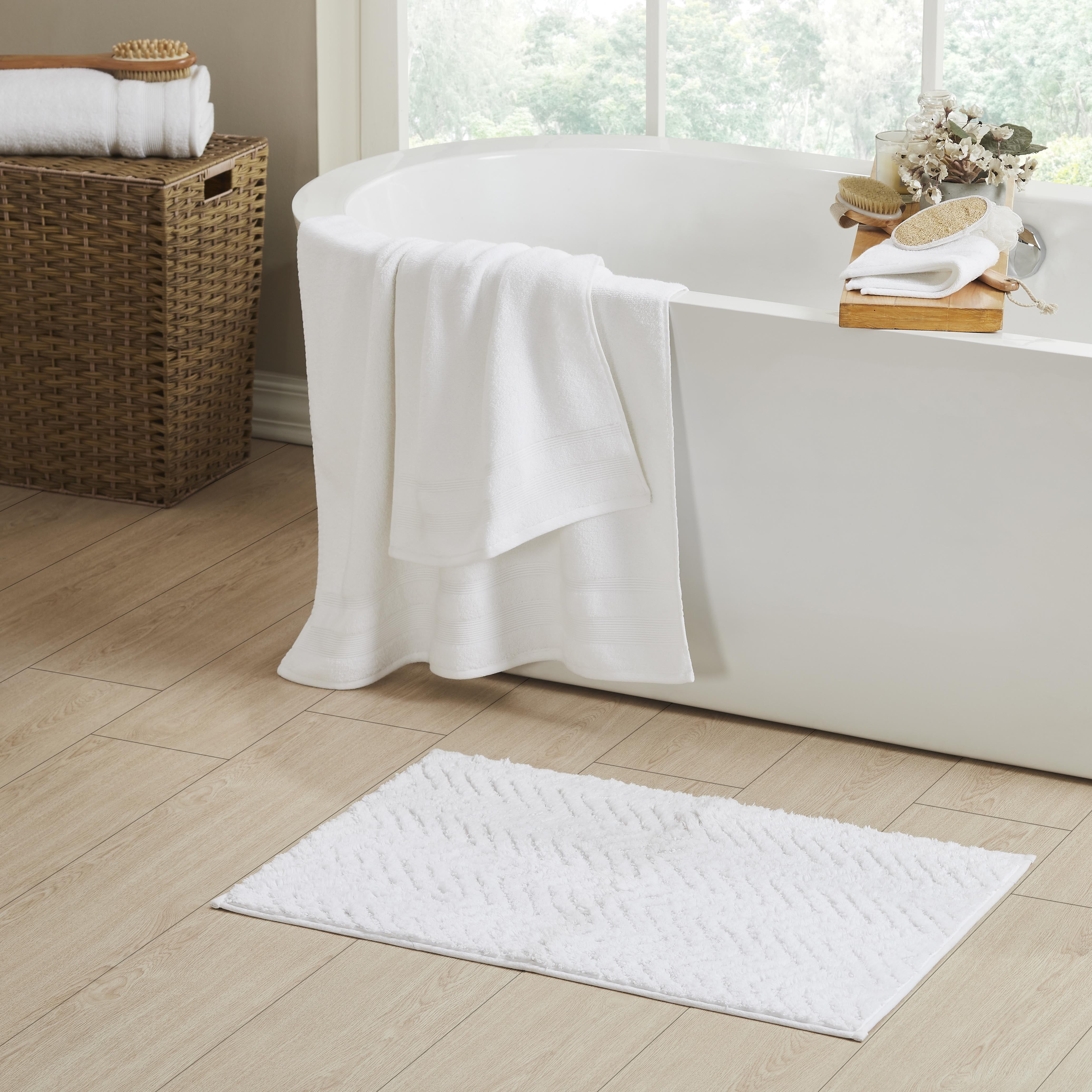 Better Trends Chelsea 100% Cotton 4 Piece Bath Mat & Towel - White