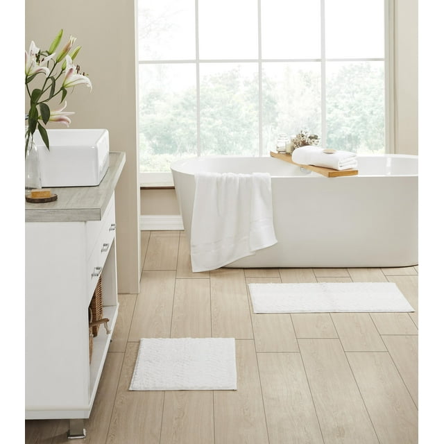 Better Trends Chelsea Collection Chevron Pattern, Bath Mat & Towel, 4 Piece Set (17" x 24" | 20" x 30" | 2 PCS 27" x 54"), Ivory
