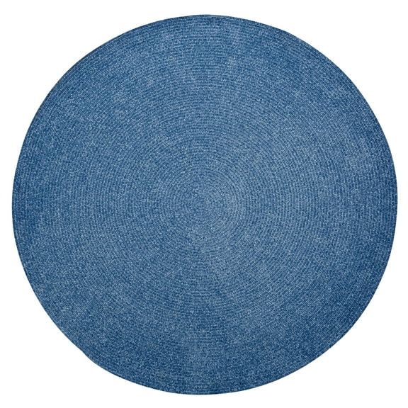Better Trends Chenille Solid Braid Reversible Indoor Area Utility Rug 100% Polyester, 96" Round Round, Smoke Blue