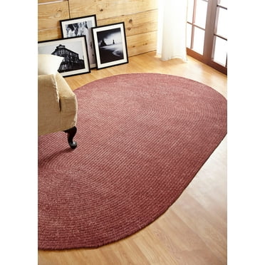 Better Trends Oval Braided Rug 30"x 50" 100% Cotton Rug for Indoor Use, Area Rug for Bedroom Chenille Solid Collection - (Mauve)