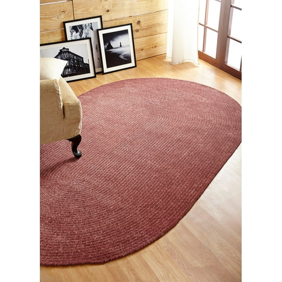 Better Trends Oval Braided Rug 30"x 50" 100% Cotton Rug for Indoor Use, Area Rug for Bedroom Chenille Solid Collection - (Mauve)