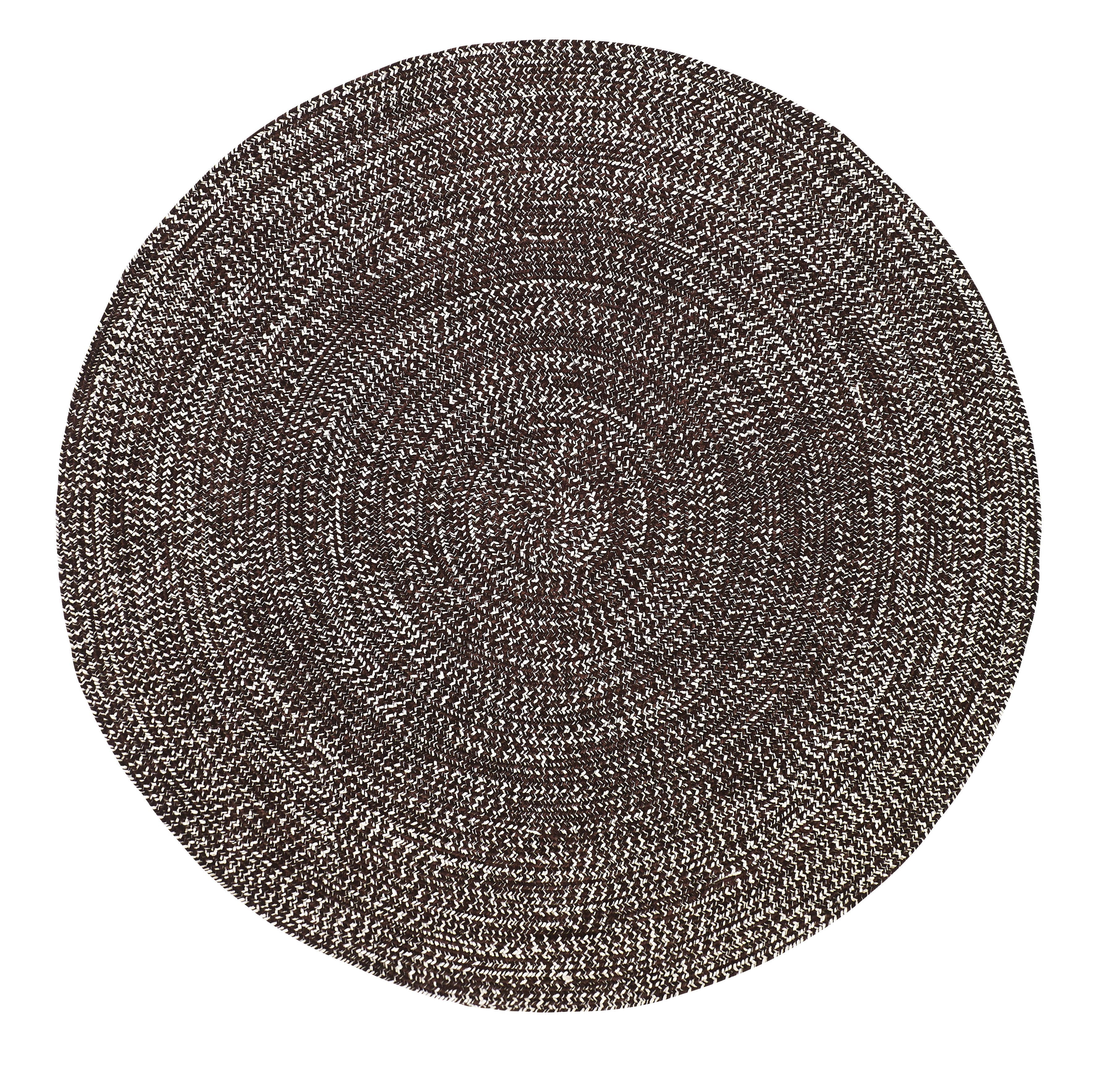Better Trends 96" Round Braided Rug 100% Polyester Durable and Stain Resistant Reversible Indoor Area Utility Rug, Chenille Tweed Collection - Dove & Chesnut