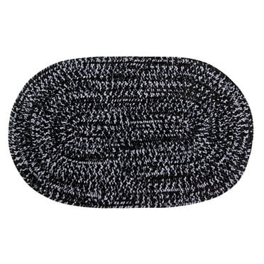 Better Trends Chenille Tweed Braid Reversible Indoor Area Utility Rug 100% Polyester, 22" x 40" Oval, Black & Gray