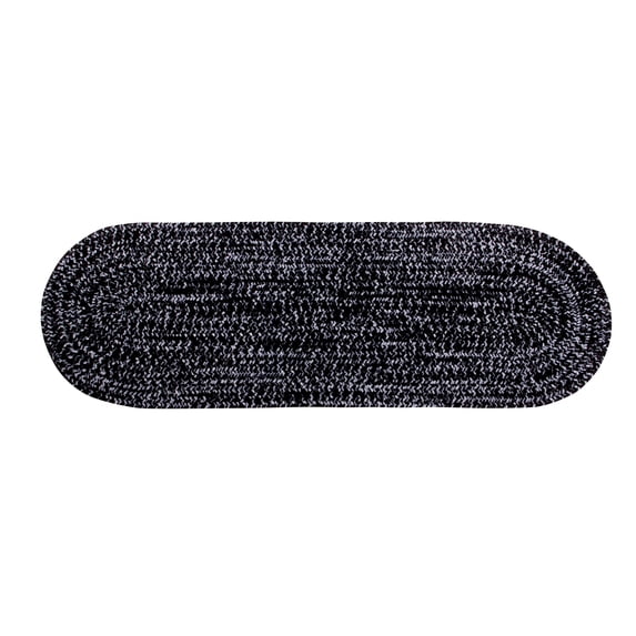 Better Trends 24" x 72" Runner Braided Rug 100% Polyester Durable and Stain Resistant Reversible Indoor Area Utility Rug, Chenille Tweed Collection - Black & Gray