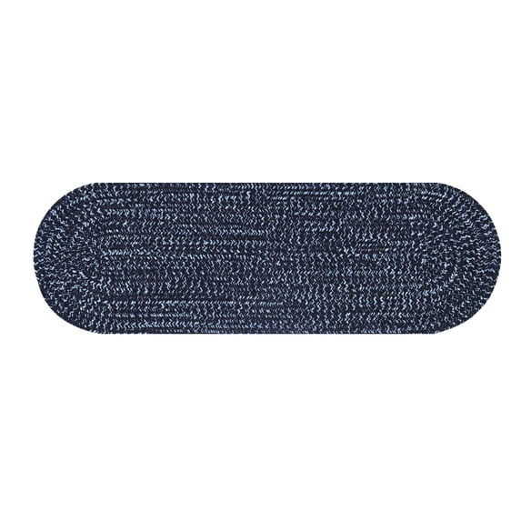 Better Trends 24" x 72" Runner Braided Rug 100% Polyester Durable and Stain Resistant Reversible Indoor Area Utility Rug, Chenille Tweed Collection - Navy & Smoke Blue