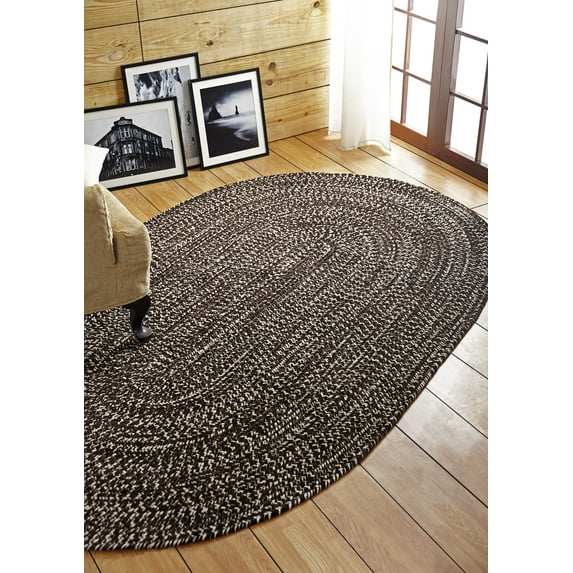 Better Trends 42" x 66" Oval Braided Rug 100% Polyester Durable and Stain Resistant Reversible Indoor Area Utility Rug, Chenille Tweed Collection - Dove & Chesnut