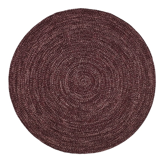Better Trends 96" Round Braided Rug 100% Polyester Durable and Stain Resistant Reversible Indoor Area Utility Rug, Chenille Tweed Collection - Burgundy & Mauve