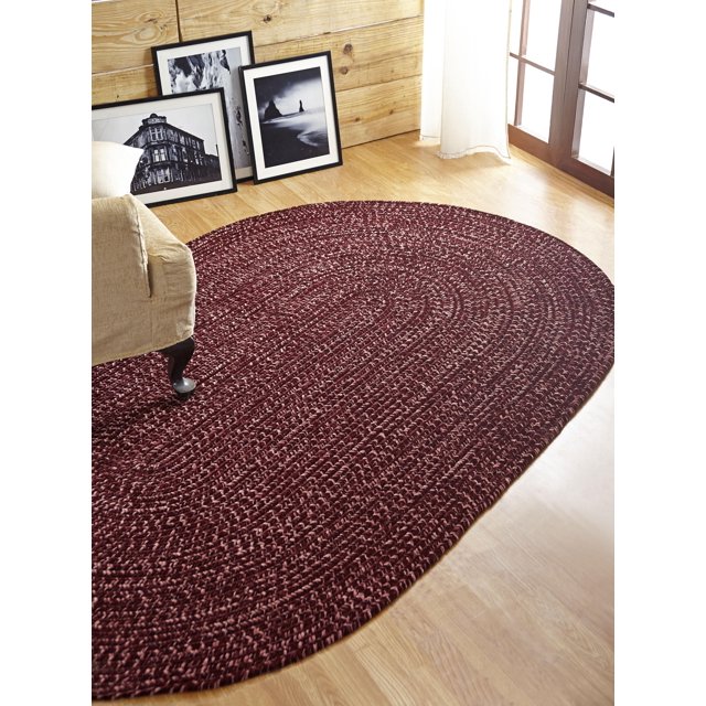 Better Trends Chenille Tweed Polyester 60" x 96" Braided Rug Burgundy