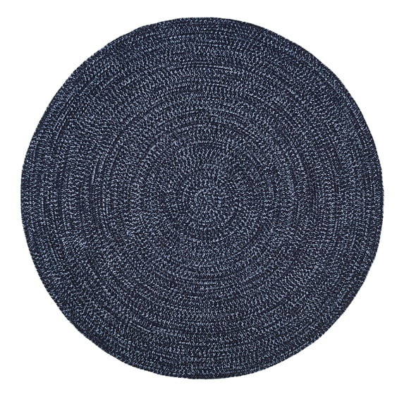 Better Trends 96" Round Braided Rug 100% Polyester Durable and Stain Resistant Reversible Indoor Area Utility Rug, Chenille Tweed Collection - Navy & Smoke Blue