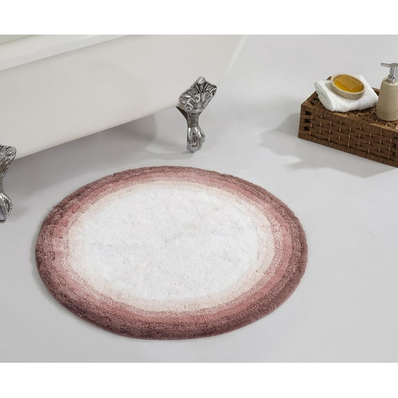 Better Trends Chic Round Bath Mat, 30" Diameter, 100% Cotton Non Slip Bathroom Rug, Water Absorbent, Machine Washable, (Rose) Torrent Collection