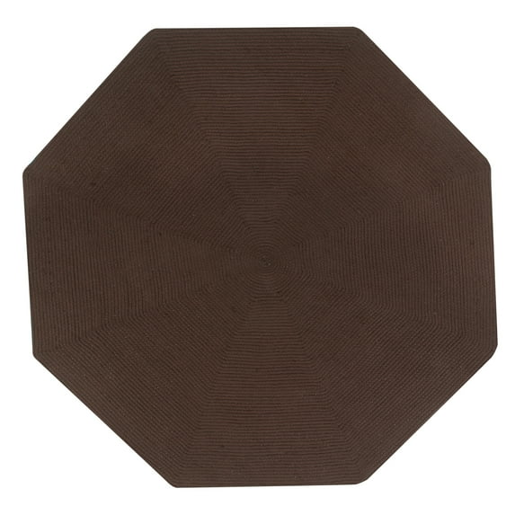 Better Trends 48" Octagonal Oval Brided Rug 100% Polypropylene Durable & Stain Resistant Reversible Indoor Area Utility Rug (Chocolate Solid) Alpine Solid Collection