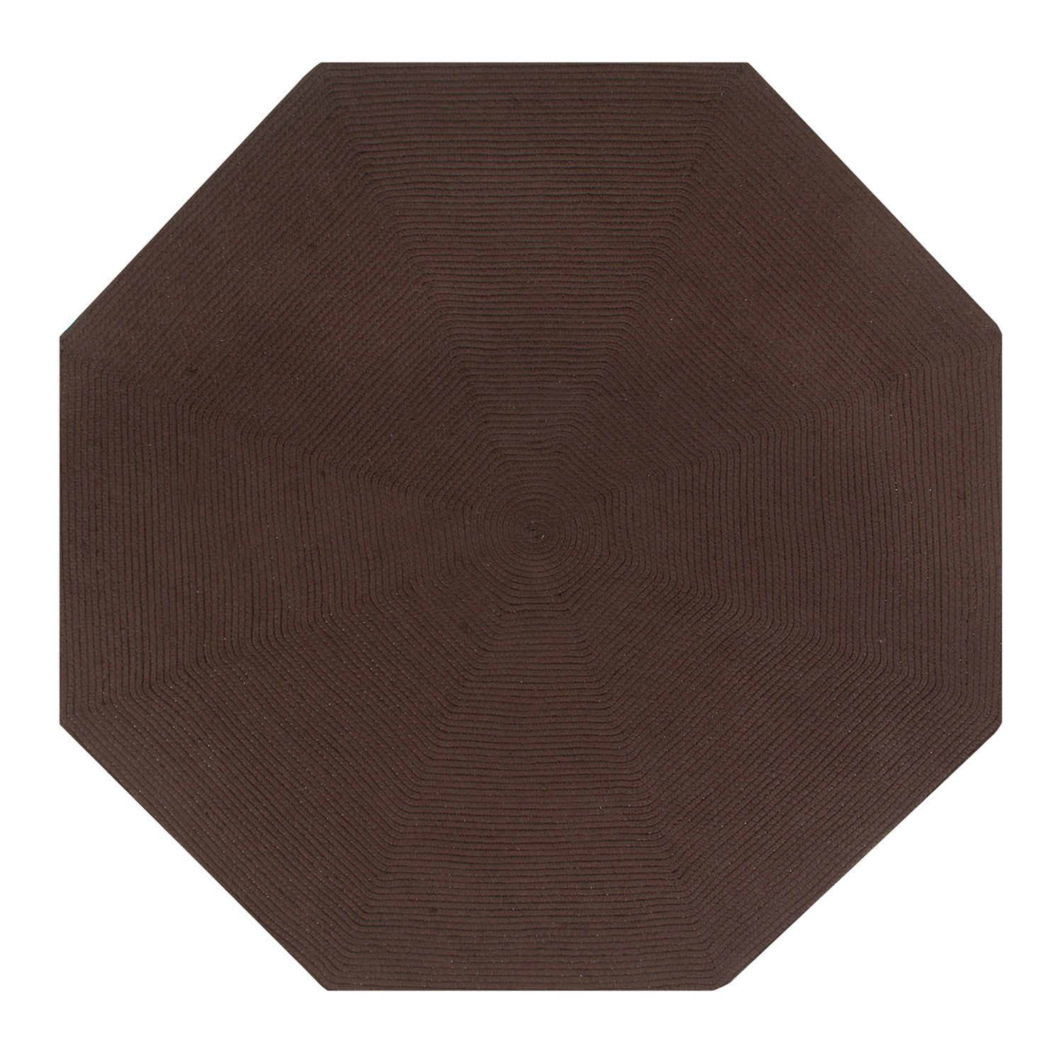 96" Chocolate Polypropylene Braided Reversible Octagonal Rug