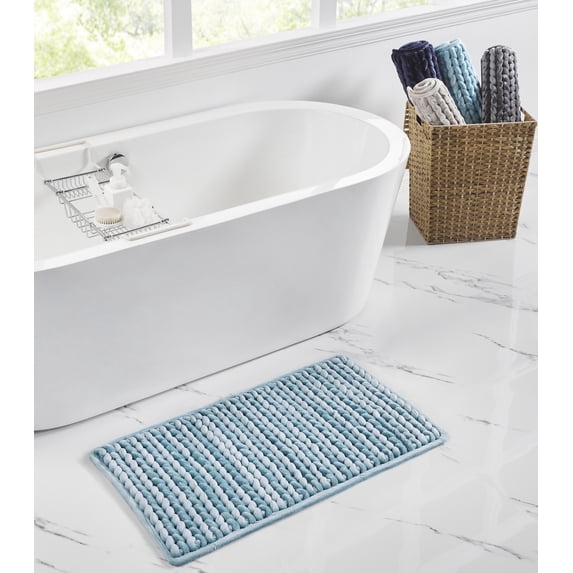 Better Trends Christa Polyester Bath Rug, 17" x 24" Rectangle, Aqua