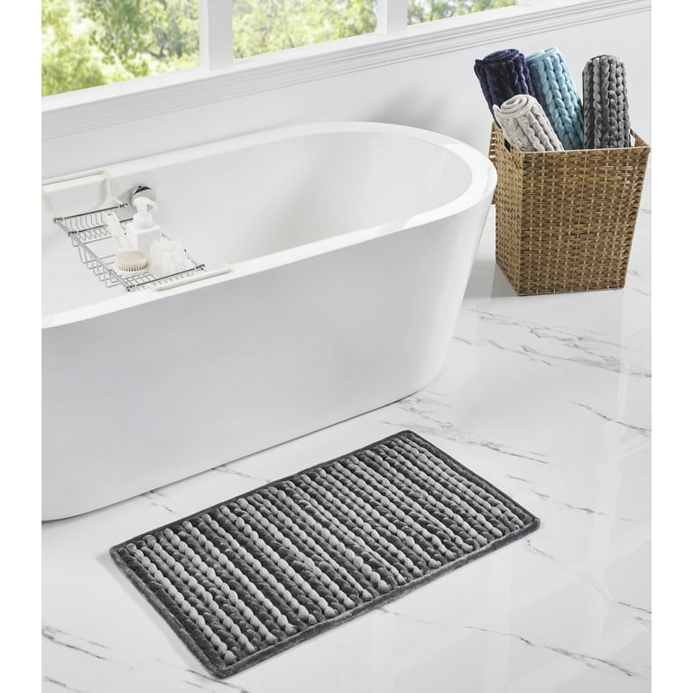 Home Dynamix 32-in x 20-in Gray Microfiber Bath Mat in the