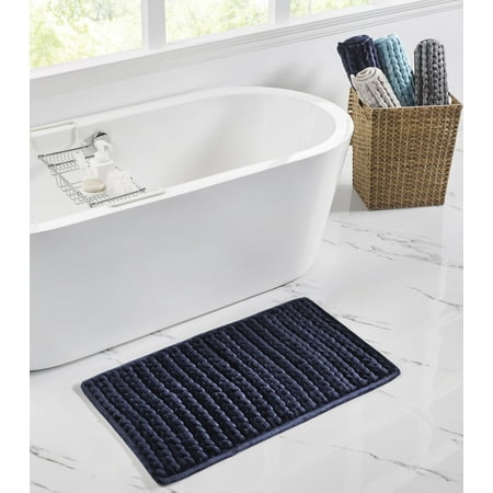 Better Trends Christa Polyester Bath Rug, 20" x 32" Rectangle, Navy