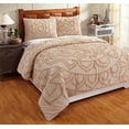 thumbnail image 1 of Better Trends Chenille Comforter Set Queen Size 3 Piece 100% Cotton Soft & Cozy All Season Bedding Cleo Collection - Taupe, 1 of 9