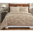 thumbnail image 1 of Better Trends Chenille Comforter Set King Size 3 Piece 100% Cotton Soft & Cozy All Season Bedding Cleo Collection - Taupe, 1 of 4