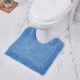 thumbnail image 1 of Better Trends 20" x 20" U-Shape Toilet Rug, 100% Cotton Soft Reversible Tufted Bathroom Rug, Contour Mat, Water Absorbent, Machine Washable, Toilet Base Rug (Dark Blue) Edge Collection, 1 of 4