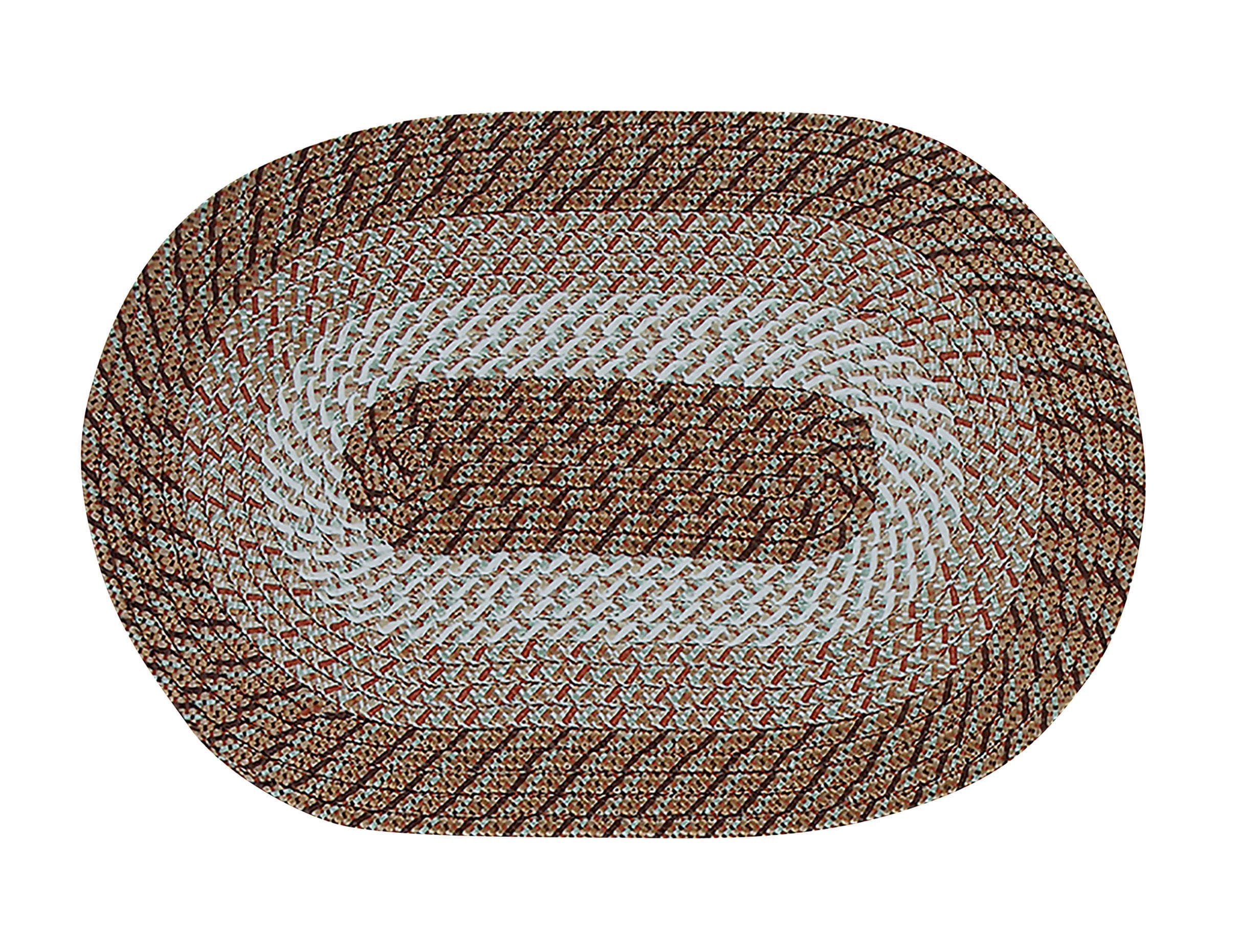 Country Straw Stripe Oval Braided Polypropylene Area Rug, 20" x 30"