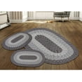 thumbnail image 1 of Better Trends 3 Piece Braided Rug Set, 100% Polypropylene Indoor Area Rugs Durable & Reversible, Country Collection - Natural Blue Stripe, 1 of 5