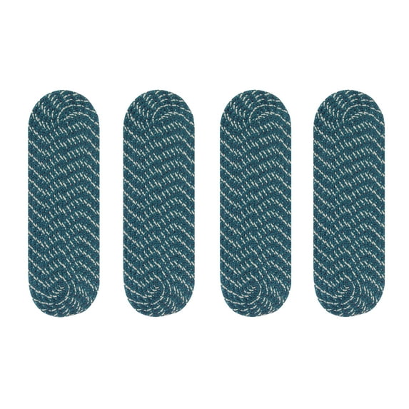 Better Trends Country Braid Collection 4-Piece Set Durable & Stain Resistant Reversible Strair Treads 100% Polypropylene in Vibrant Colors, 9" x 29" Oval, Hunter Stripe.