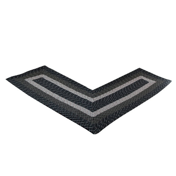 Better Trends 24"x 48"x 48" L-Shape Braided Rug 100% Polypropylene Durable and Stain Resistant Reversible Indoor Area Utility Rug, Country Stripe Collection - Dark Blue Stripe