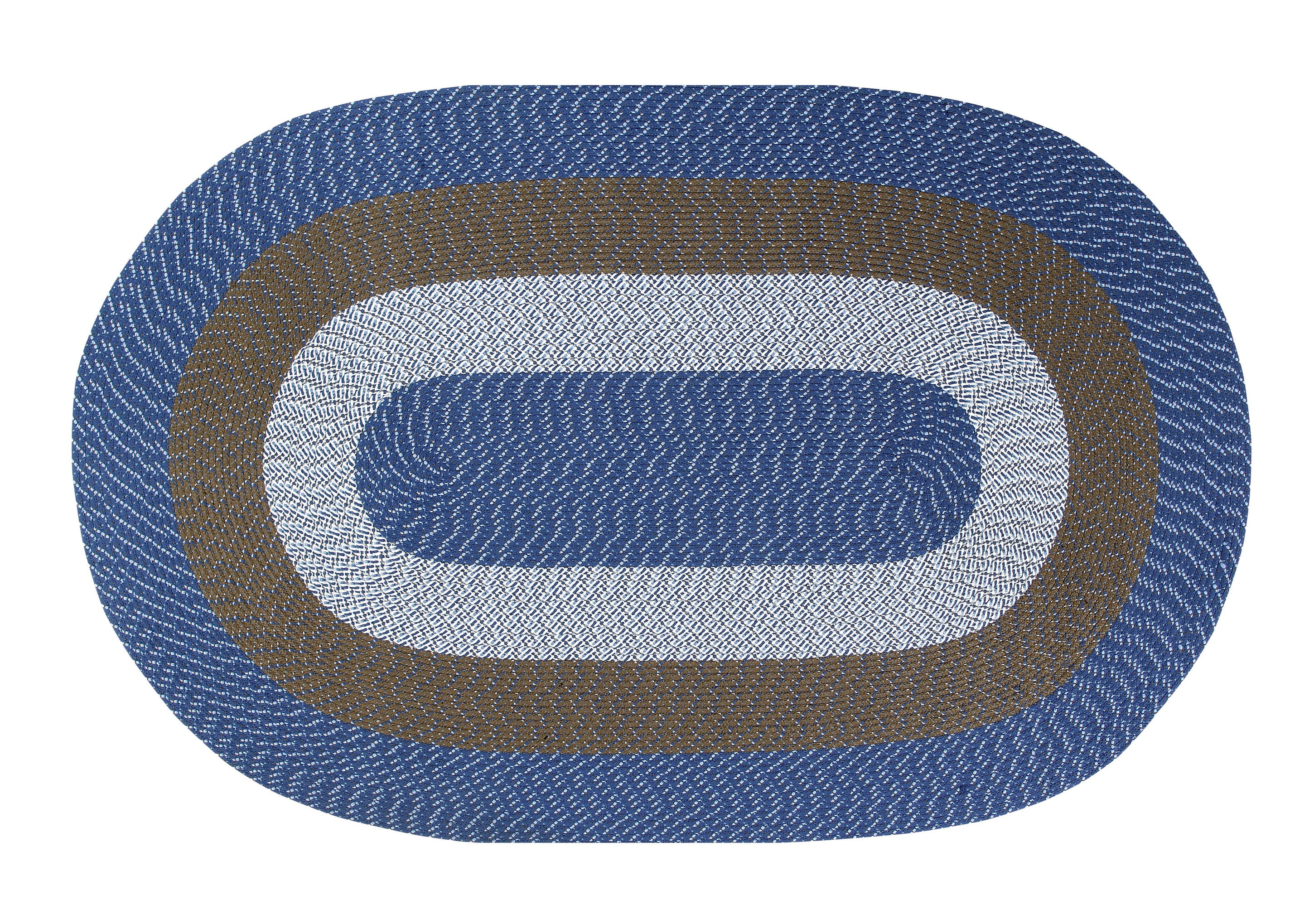 Chambray Stripe Oval Braided Reversible Rug 42" x 66"