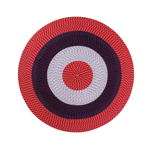 Better Trends 72" Round Braided Rug 100% Polypropylene Durable and Stain Resistant Reversible Indoor Area Utility Rug, Country Stripe Collection - Americana Stripe