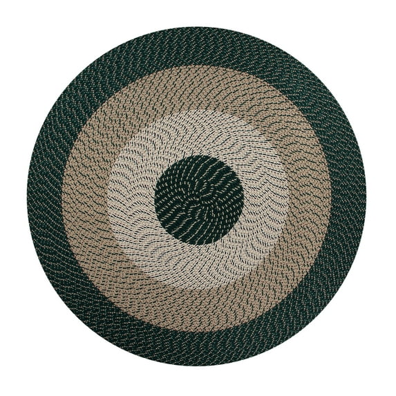 Better Trends 96" Round Braided Rug 100% Polypropylene Durable and Stain Resistant Reversible Indoor Area Utility Rug, Country Stripe Collection - Hunter Stripe