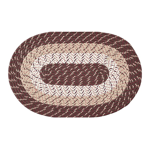 Better Trends 8' x 11' Oval Braided Rug 100% Polypropylene Durable and Stain Resistant Reversible Indoor Area Utility Rug, Country Stripe Collection - Brown Stripe