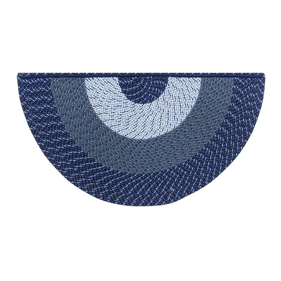 Better Trends 22" x 44" Wedge Braided Rug 100% Polypropylene Durable and Stain Resistant Reversible Indoor Area Utility Rug, Country Stripe Collection - Dark Blue Stripe