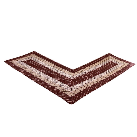 Better Trends 24"x 48"x 48" L-Shape Braided Rug 100% Polypropylene Durable and Stain Resistant Reversible Indoor Area Utility Rug, Country Stripe Collection - Burgundy Stripe
