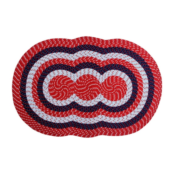 Better Trends 40" x 60" Tri-Circle Braided Rug 100% Polypropylene Durable and Stain Resistant Reversible Indoor Area Utility Rug, Country Stripe Collection - Americana Stripe