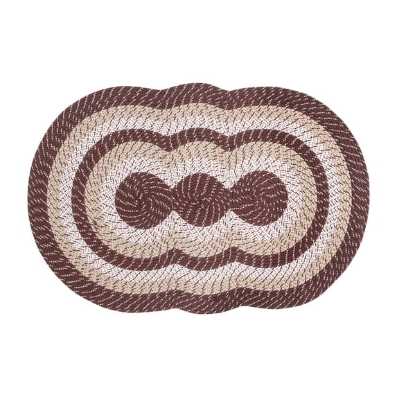 Better Trends 40" x 60" Tri-Circle Braided Rug 100% Polypropylene Durable and Stain Resistant Reversible Indoor Area Utility Rug, Country Stripe Collection - Brown Stripe